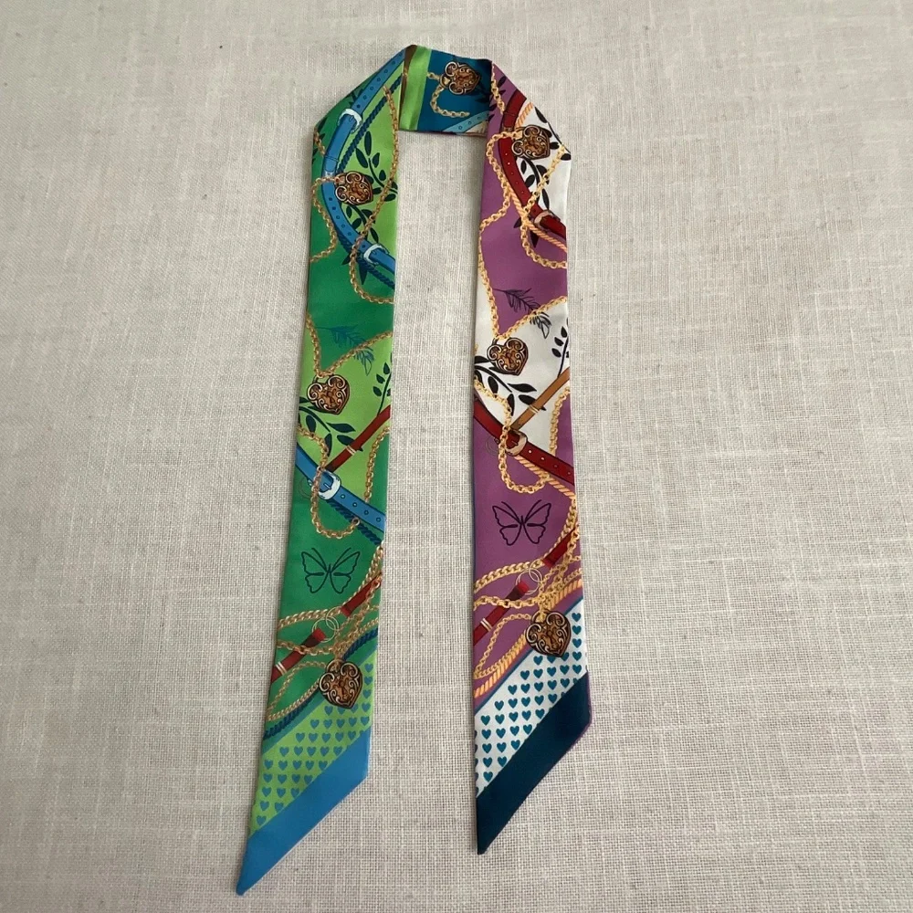 Wristpop L.A.Apple Watch Thin Neck Purse Art Print Silk Scarf  Hairband NWOT
